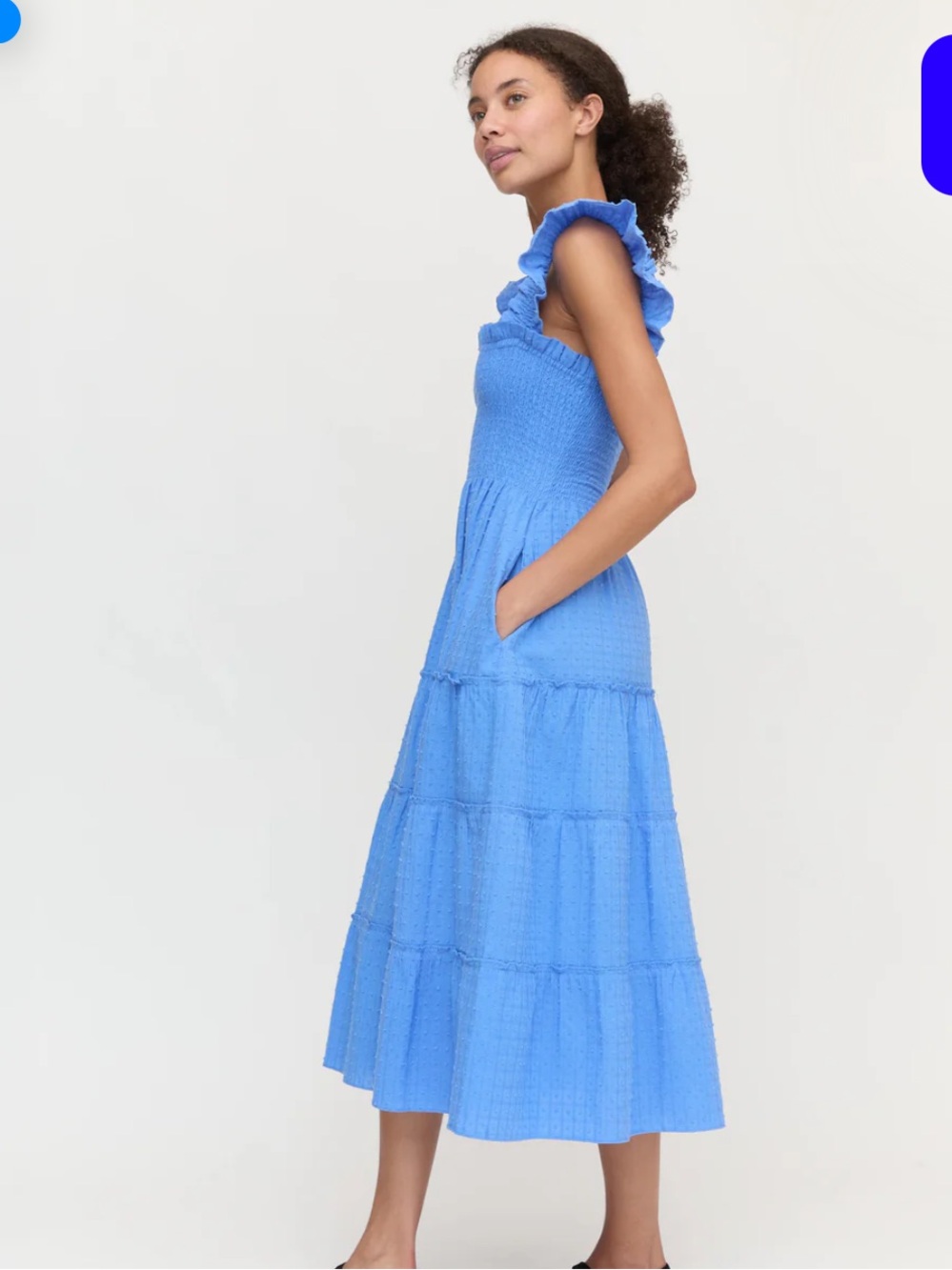 Hill House Ellie Nap Dress in Hydrangea Blue Textured Clip Dot | Size XS